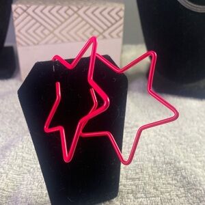 80’s Sryle Pink Star Hoop Earrings